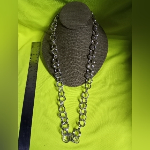 Silvertone long chain link necklace - Picture 1 of 4